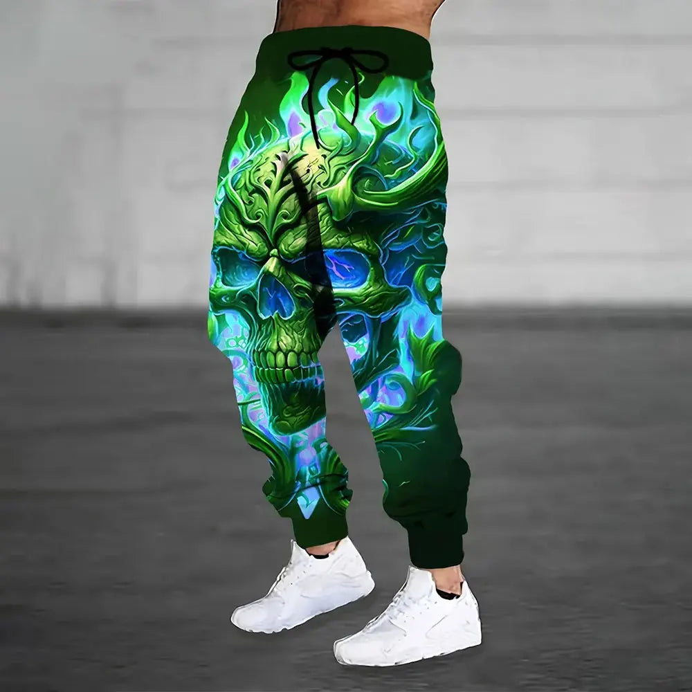 2024 New Fashion Graffiti Printed Sweatpants Men's Large Size Loose Casual Pocket Drawstring Sweatpants Winter Thick Warm Pants