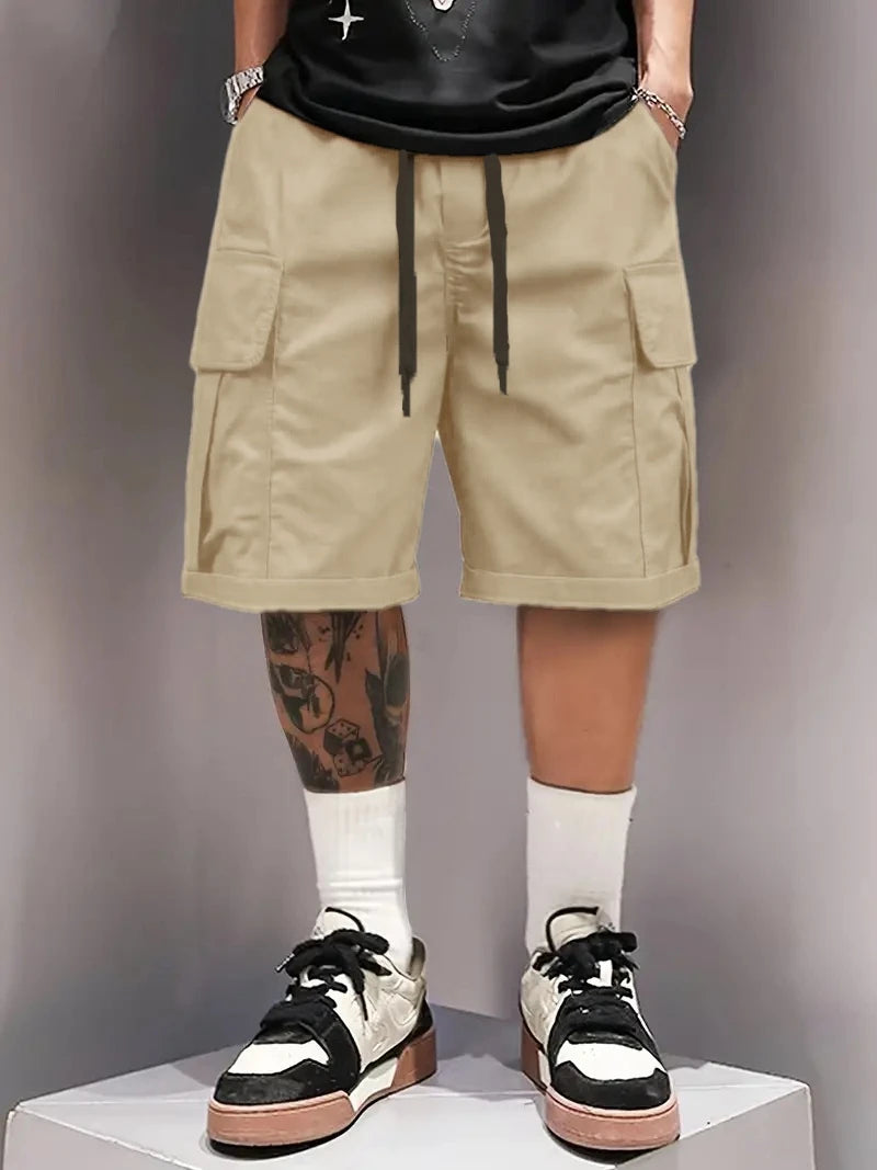 Summer Men's Cargo Shorts, Casual, Versatile and Fashionable, Three Colors Available, Multi-Pocket Design, Suitable for Casual Outings