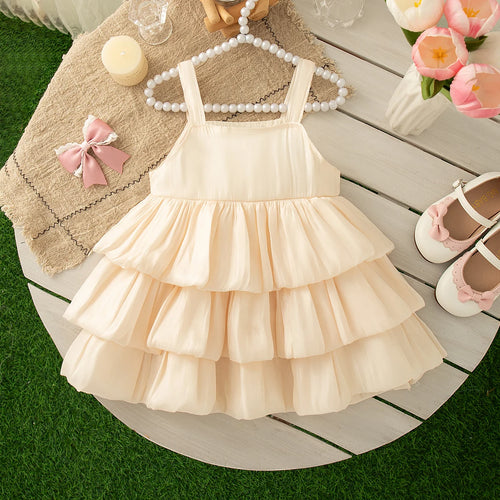 0-2 Years Baby Girl Dress Summer Pink Sweet Bow Suspender Cake Dress for Elegant Girl Party Wedding Dress