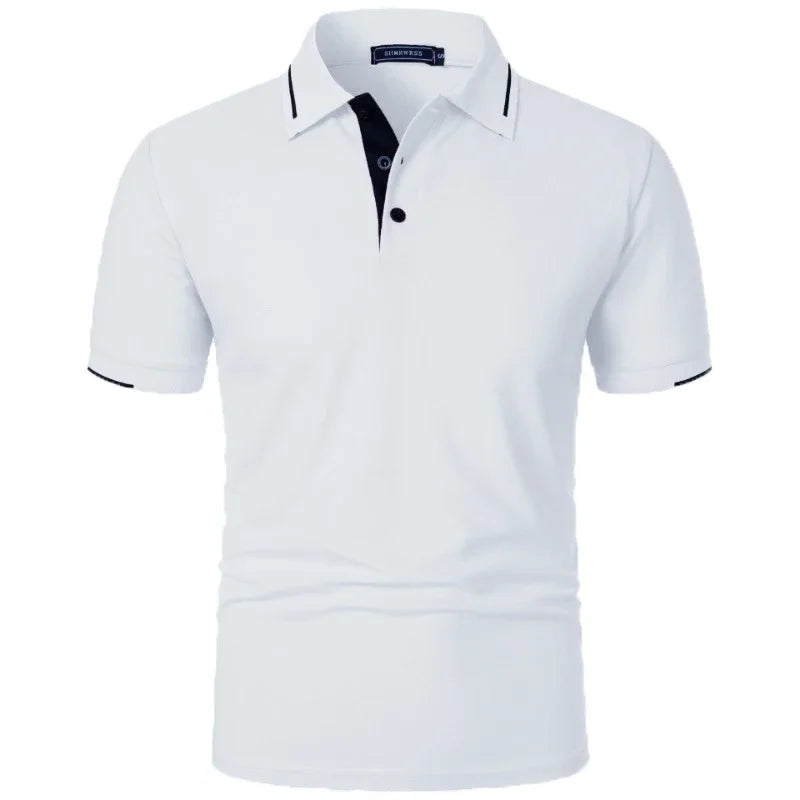 Men's Short Sleeve Polo Shirt Summe Button Classic Fit Casual T-Shirts Oversize Pullover Shirts Man Solid Color Lightweight Tops