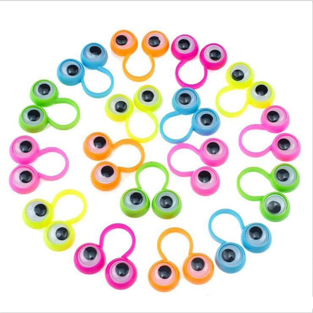 Fun Eye Finger Puppets Plastic Rings with Wiggle Eyes for Kids Birthday Party Favors Toys Pinata Fillers Halloween Decoration