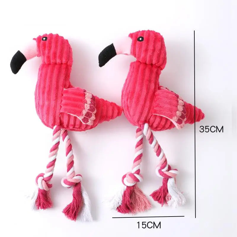 Pet Dog Squeaky Toys Interactive Cartoon Animal Flamingo Shape Dog Chew Toy Training Products Puppy Sound Toys For Small Meduim