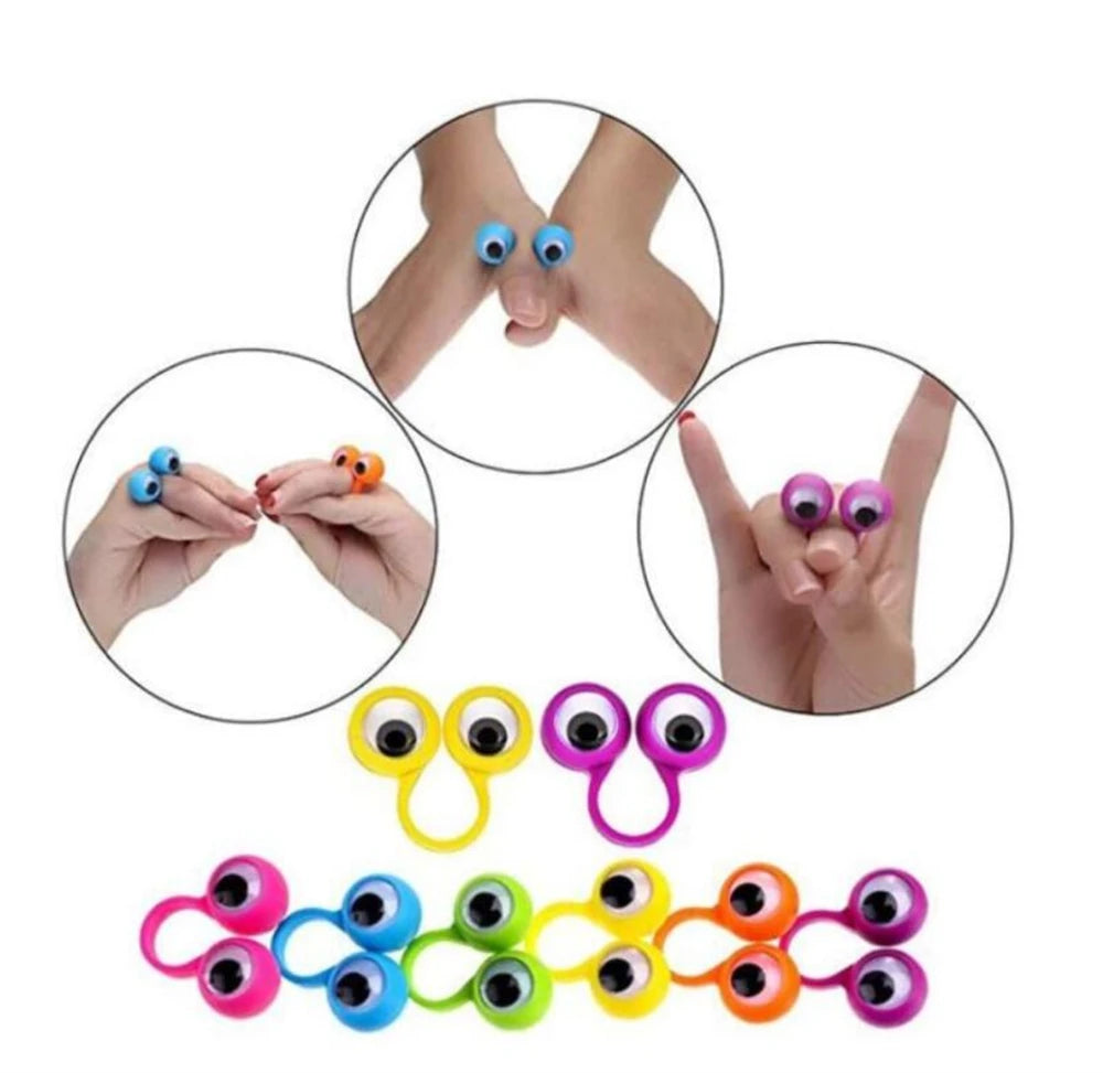Fun Eye Finger Puppets Plastic Rings with Wiggle Eyes for Kids Birthday Party Favors Toys Pinata Fillers Halloween Decoration
