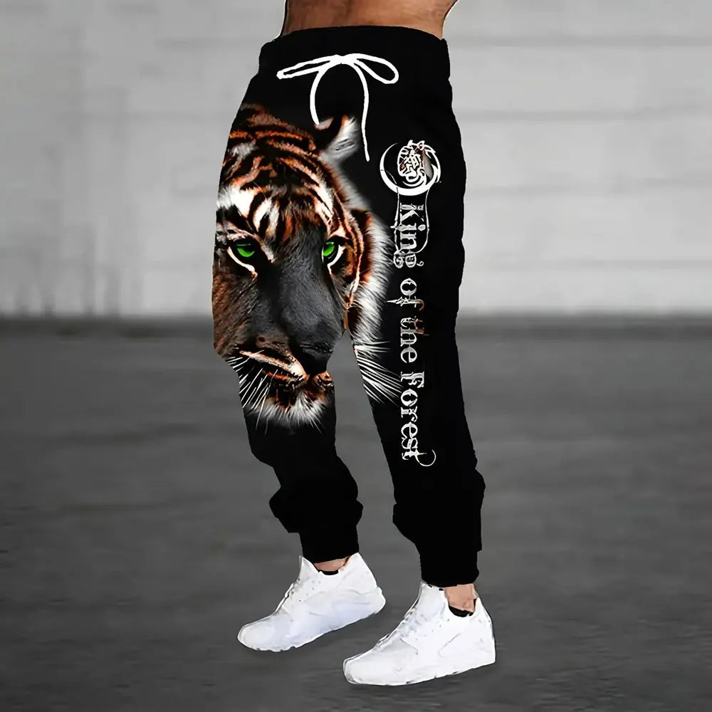 2024 New Fashion Graffiti Printed Sweatpants Men's Large Size Loose Casual Pocket Drawstring Sweatpants Winter Thick Warm Pants