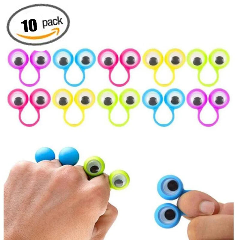 Fun Eye Finger Puppets Plastic Rings with Wiggle Eyes for Kids Birthday Party Favors Toys Pinata Fillers Halloween Decoration