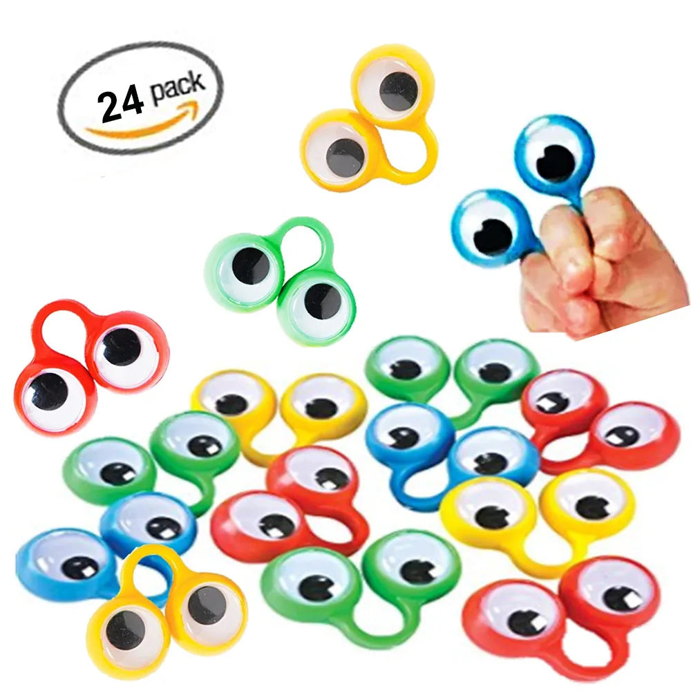Fun Eye Finger Puppets Plastic Rings with Wiggle Eyes for Kids Birthday Party Favors Toys Pinata Fillers Halloween Decoration