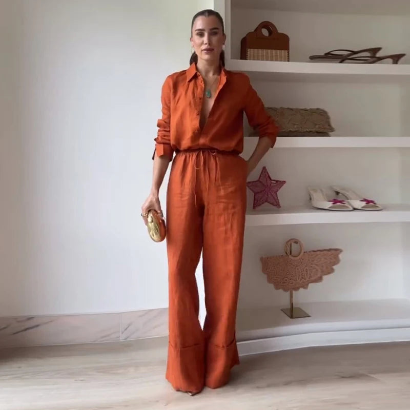 Women Satin Shiny Two Piece Set Long Sleeve Zipper Crop Coat High-waisted Drawstring Wide Leg Pants 2026 Spring Chic Casual Suit