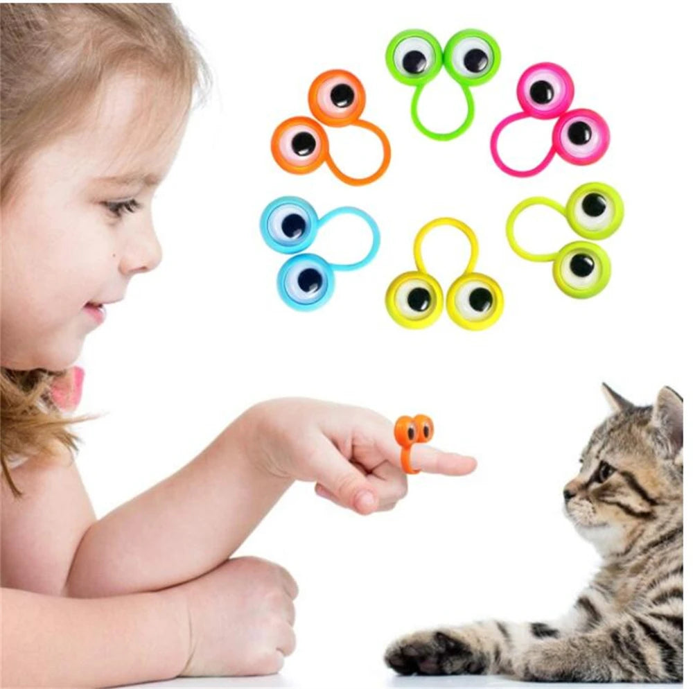 Fun Eye Finger Puppets Plastic Rings with Wiggle Eyes for Kids Birthday Party Favors Toys Pinata Fillers Halloween Decoration