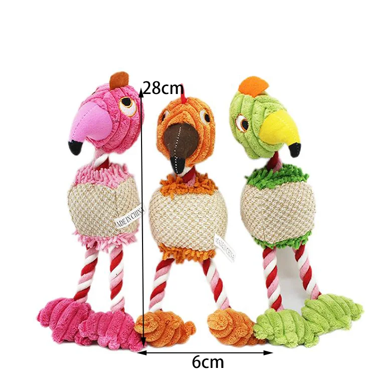 Pet Dog Squeaky Toys Interactive Cartoon Animal Flamingo Shape Dog Chew Toy Training Products Puppy Sound Toys For Small Meduim