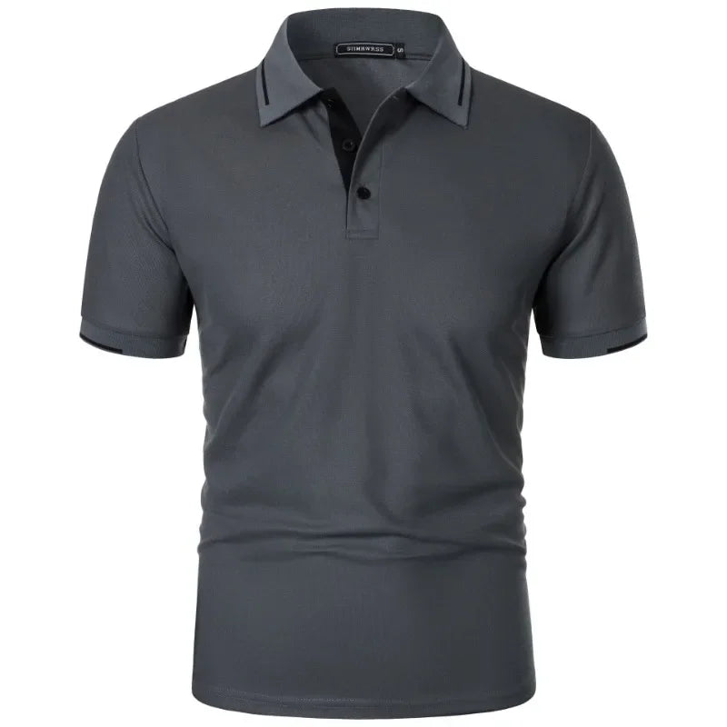 Men's Short Sleeve Polo Shirt Summe Button Classic Fit Casual T-Shirts Oversize Pullover Shirts Man Solid Color Lightweight Tops