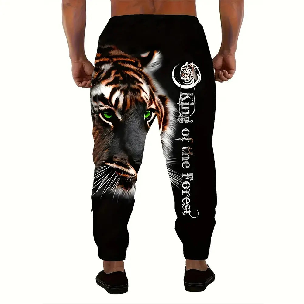 2024 New Fashion Graffiti Printed Sweatpants Men's Large Size Loose Casual Pocket Drawstring Sweatpants Winter Thick Warm Pants