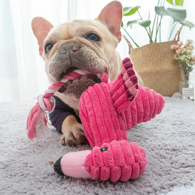 Pet Dog Squeaky Toys Interactive Cartoon Animal Flamingo Shape Dog Chew Toy Training Products Puppy Sound Toys For Small Meduim