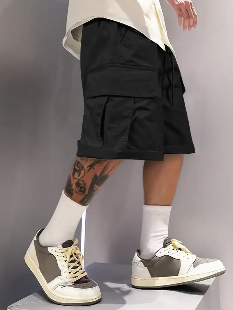 Summer Men's Cargo Shorts, Casual, Versatile and Fashionable, Three Colors Available, Multi-Pocket Design, Suitable for Casual Outings