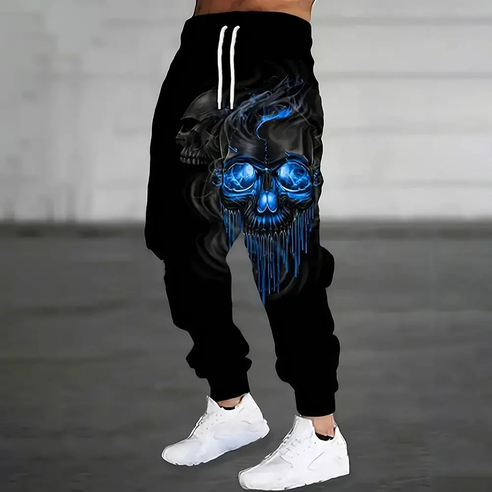 2024 New Fashion Graffiti Printed Sweatpants Men's Large Size Loose Casual Pocket Drawstring Sweatpants Winter Thick Warm Pants