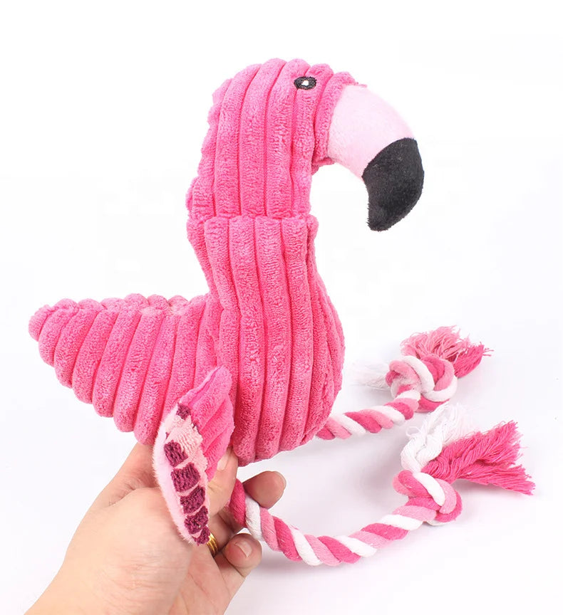 Pet Dog Squeaky Toys Interactive Cartoon Animal Flamingo Shape Dog Chew Toy Training Products Puppy Sound Toys For Small Meduim