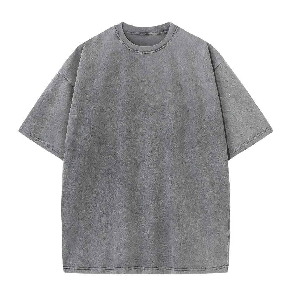 230G Cotton American Large Size T Shirts Men Summer Vintage Clothes Washed Tees Casual Short Sleeve Basic Male Tops