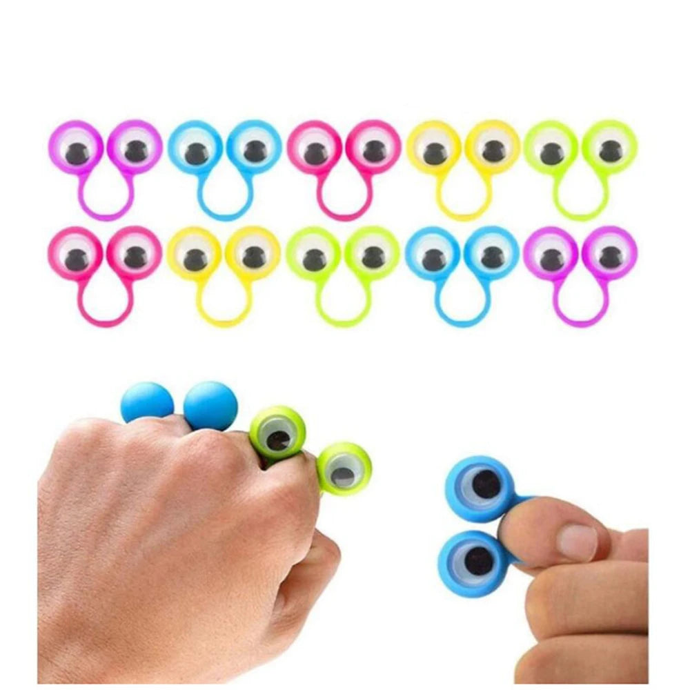 Fun Eye Finger Puppets Plastic Rings with Wiggle Eyes for Kids Birthday Party Favors Toys Pinata Fillers Halloween Decoration