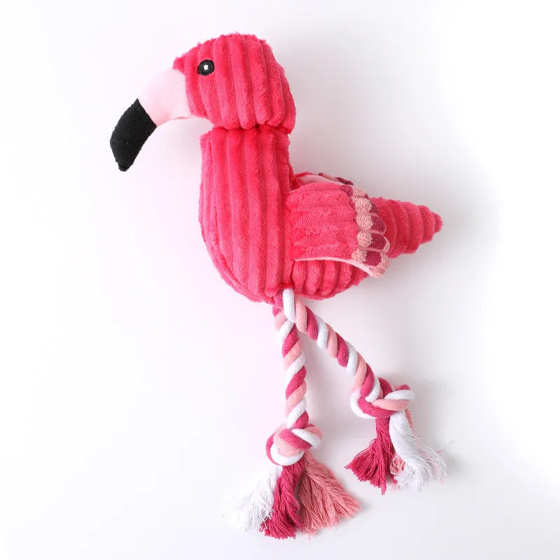 Pet Dog Squeaky Toys Interactive Cartoon Animal Flamingo Shape Dog Chew Toy Training Products Puppy Sound Toys For Small Meduim