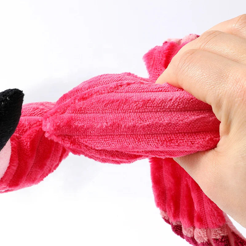 Pet Dog Squeaky Toys Interactive Cartoon Animal Flamingo Shape Dog Chew Toy Training Products Puppy Sound Toys For Small Meduim