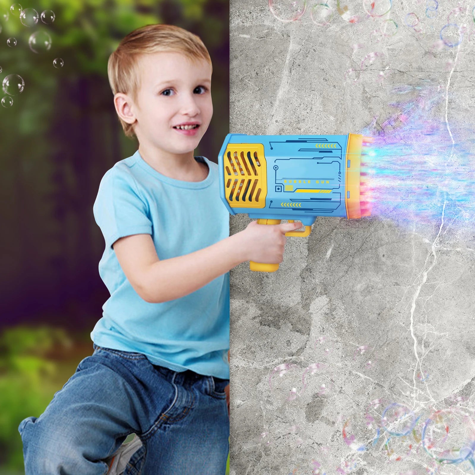 Bubble Gun 69 Holes Soap Bubbles Machine Christmas Gift Gun Shape Automatic Blower With Light Pomperos Toys For Kids XMAS